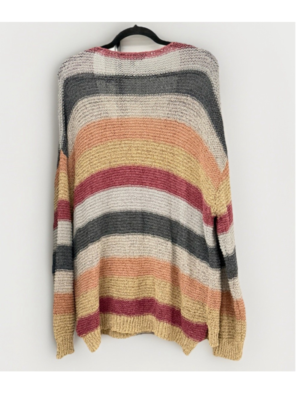 Davi & Dani 1XL Striped Lightweight Knit Sweater Boho V-Neck Pullover - Picture 3 of 5